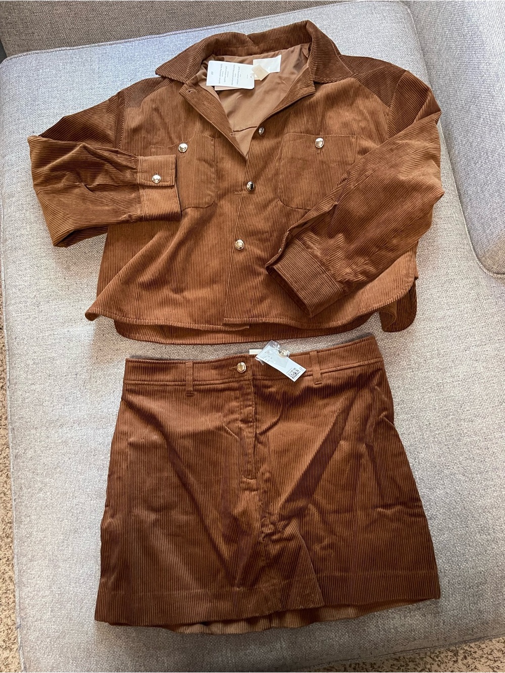 H&M Brown Corduroy Women’s Skirt & Jacket Set